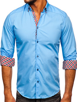 Ανδρικό μακρυμάνικο πουκάμισο γαλάζιο Bolf 3707