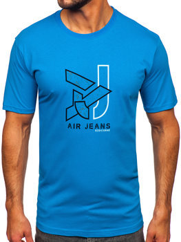 Γαλάζιο ανδρικό βαμβακερό t-shirt Bolf 14769