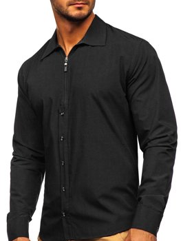 Μαυρο πουκαμισο ανδρικο με μακρια μανικια Bolf 20702