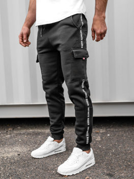 Μαύρο ανδρικό παντελόνι φόρμας jogger cargo Bolf JX8715B