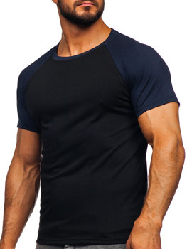 Μαύρο-μπλε μαρέν ανδρικό μπλουζάκι Bolf 8T82