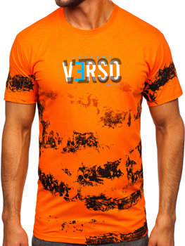 Πορτοκαλί ανδρικό βαμβακερό t-shirt Bolf 14723