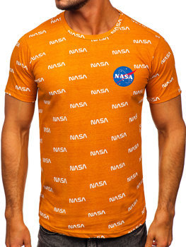 Πορτοκαλί ανδρικό t-shirt με εκτύπωση Bolf 14950