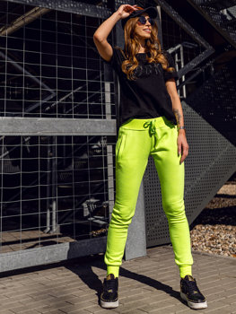 Πράσινο-νέον γυναικείο παντελόνι φόρμας Bolf CK-01B