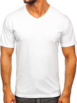 T-shirt ανδρικο χωρις εκτυπωση V-λαιμοκοψη λευκο Bolf 192131