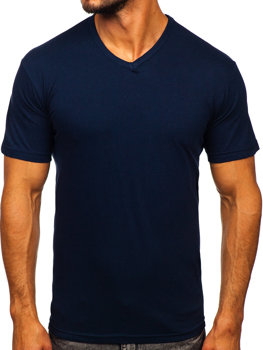 T-shirt ανδρικο χωρις εκτυπωση V-λαιμοκοψη ναυτικο μπλε Bolf 192131