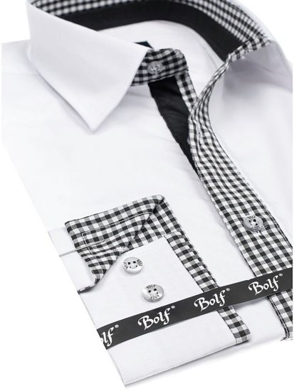 Ανδρικό κομψό πουκάμισο με μακριά μανίκια λευκό Bolf 6873