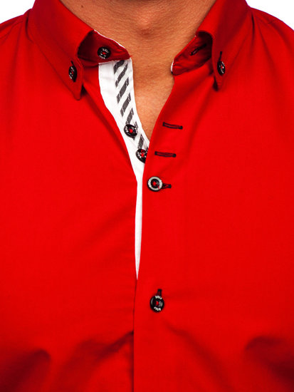 Ανδρικό μακρυμάνικο κομψό πουκάμισο κόκκινο Bolf 5796-1