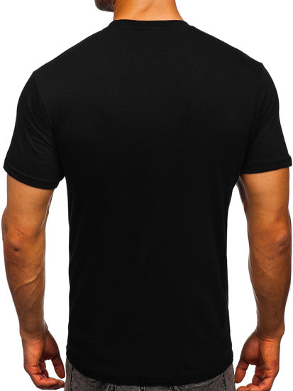 Ανδρικό μαύρο βαμβακερό μπλουζάκι με αποτύπωμα Bolf 0404T