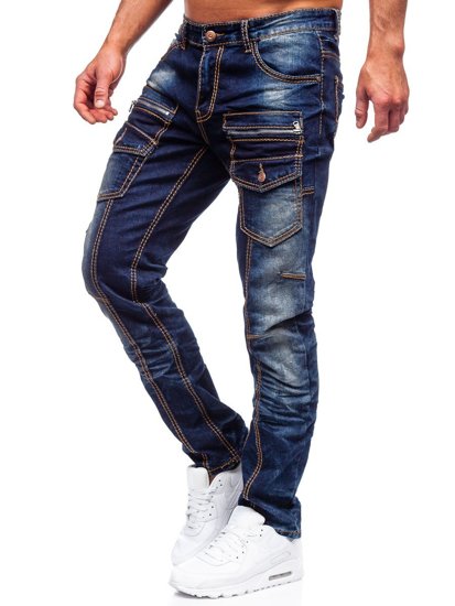 Ανδρικό τζιν παντελόνι slim fit μπλε μαρέν Bolf KA9917