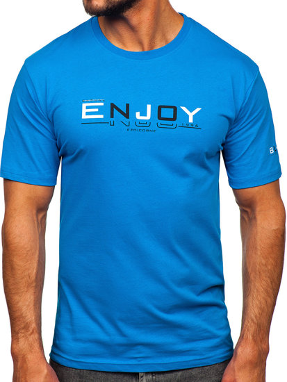 Γαλάζιο ανδρικό βαμβακερό t-shirt Bolf 14739