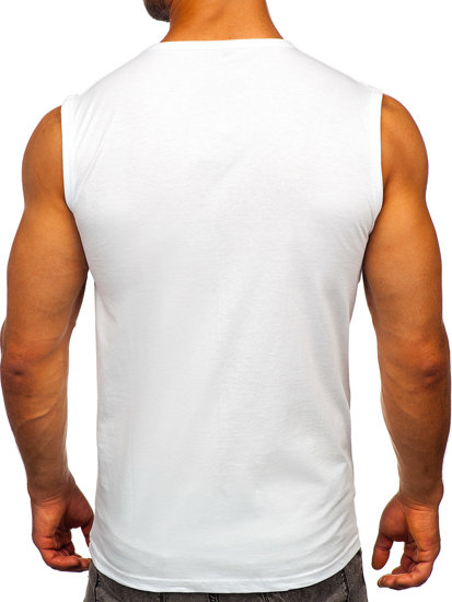 Λευκο μπλουζακι tank top με σταμπα Bolf 14805