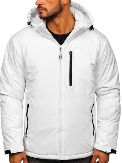 Λευκό μπουφάν ανδρικό χειμερινό αθλητικό Bolf HH011