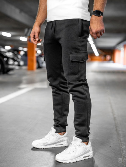 Μαύρο ανδρικό παντελόνι cargo jogger φόρμας Bolf JX326A