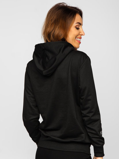 Μαύρο γυναικείο φούτερ με στάμπα και κουκούλα Bolf HL9265
