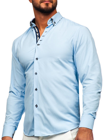 Μπλε ανδρικό μακρυμάνικο πουκάμισο Bolf 3762