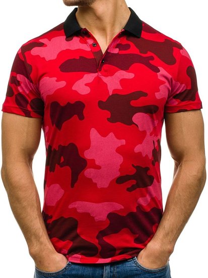 Μπλουζακι polo ανδρικο με στρατιωτικο μοτιβο κοκκινο Bolf 1126