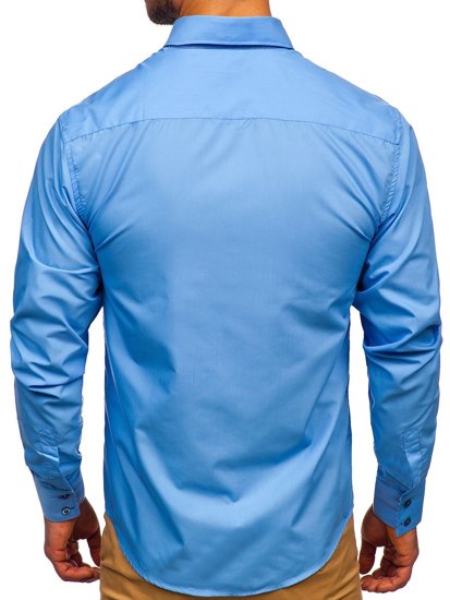 Koszula męska elegancka z długim rękawem błękitna Bolf 0926