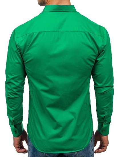 Koszula męska elegancka z długim rękawem zielona Bolf 1703