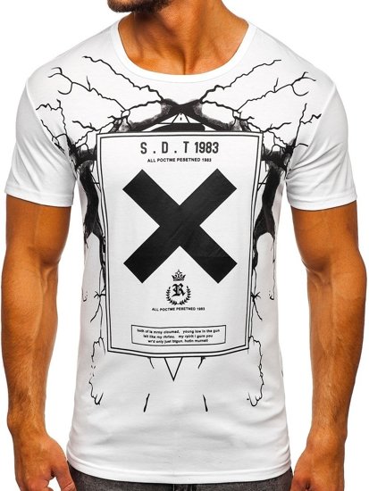 T-shirt ανδρικο με εκτυπωση λευκο Bolf 10875