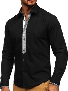 Ανδρικό κομψό πουκάμισο με μακριά μανίκια μαύρο Bolf 6873