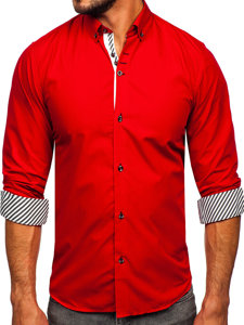 Ανδρικό μακρυμάνικο κομψό πουκάμισο κόκκινο Bolf 5796-1