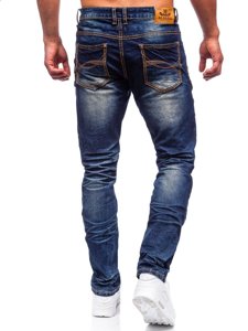 Ανδρικό τζιν παντελόνι slim fit μπλε μαρέν Bolf KA9917