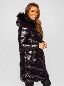 Γυναικείο χειμερινό μπουφάν με μαύρη καπιτονέ κουκούλα Bolf 23069