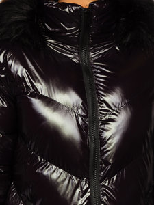 Γυναικείο χειμερινό μπουφάν με μαύρη καπιτονέ κουκούλα Bolf 23069