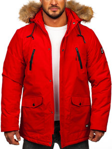 Κόκκινο ανδρικό χειμερινό μπουφάν παρκά αλάσκα Bolf WX032A