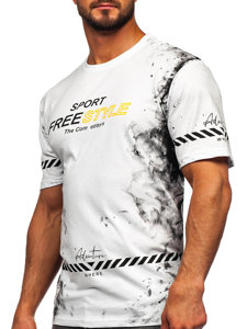 Λευκο βαμβακερο T-shirt ανδρικο με σταμπα Bolf 11003