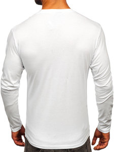 Λευκό μακρυμάνικο μπλουζάκι ανδρικό με στάμπα Bolf 146742