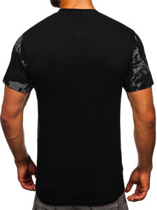 Μαυρο βαμβακερο T-shirt ανδρικο με σταμπα Bolf 627