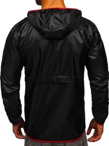 Μαυρο μεταβατικο μπουφαν ανδρικο αθλητικο anorak με κουκουλα BOLF 5061