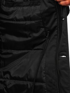 Μαυρο μπουφαν ανδρικο χειμωνιατικο παρκα Αλασκα Bolf JK355