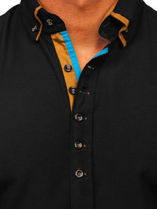 Μαύρο ανδρικό κομψό μακρυμάνικο πουκάμισο Bolf 3708-1