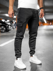 Μαύρο ανδρικό παντελόνι cargo jogger φόρμας Bolf JX326A