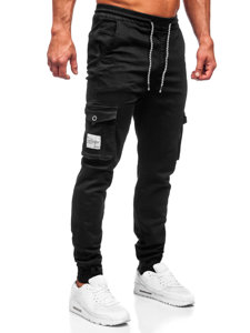 Μαύρο ανδρικό παντελόνι joger cargo Bolf KA9233