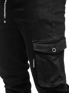 Μαύρο ανδρικό παντελόνι joger cargo Bolf KA9233