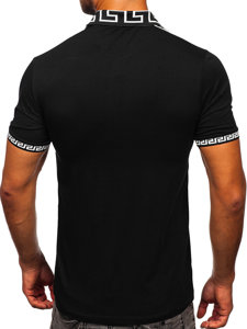 Μαύρο ανδρικό πόλο μπλουζάκι με εκτύπωση Bolf 2496