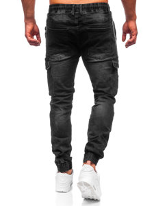 Μαύρο ανδρικό τζιν jogger cargo παντελόνι Bolf TF059