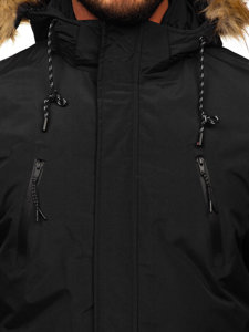 Μαύρο ανδρικό χειμερινό μπουφάν παρκά αλάσκα Bolf WX032