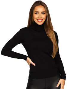 Μαύρο γυναικείο πουλόβερ ζιβάγκο Bolf J52000