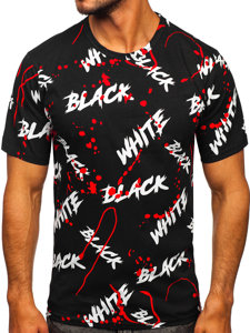 Μαύρο-κόκκινο ανδρικό t-shirt με εκτύπωση Bolf 14939