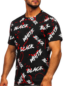 Μαύρο-κόκκινο ανδρικό t-shirt με εκτύπωση Bolf 14939
