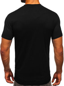 Μαύρο-κόκκινο βαμβακερό ανδρικό μπλουζάκι με τσέπη Bolf 14507