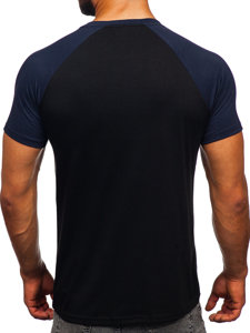 Μαύρο-μπλε μαρέν ανδρικό μπλουζάκι Bolf 8T82