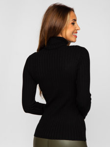 Μαύρο ραβδωτό γυναικείο πουλόβερ ζιβάγκο Bolf 5809