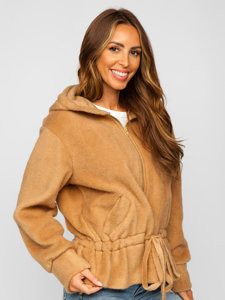 Μπουφαν γυναικειο κοντο παλτο με κουκουλα Μπεζ Bolf 9320