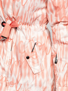 Ροζ γυναικείο χειμερινό μπουφάν με κουκούλα Bolf B2393